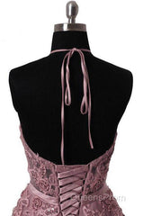 Tulle Wisteria Evening Prom Dress A-Line/Princess Scoop Neck Court Train With Appliqued