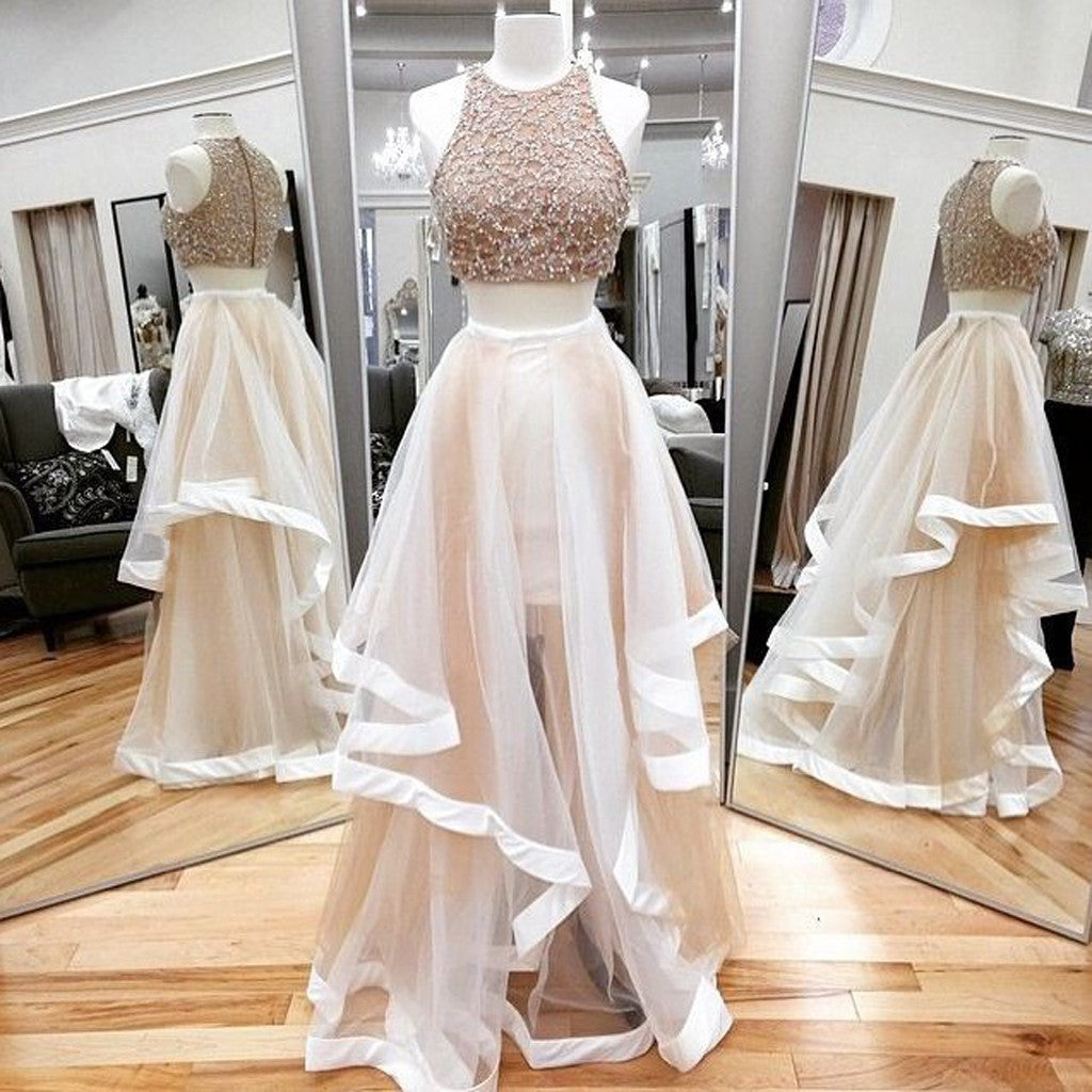 Two Pieces Beaded Unique Light Pink Charming Vintage Classy Prom Classy Prom Dress Secondary image