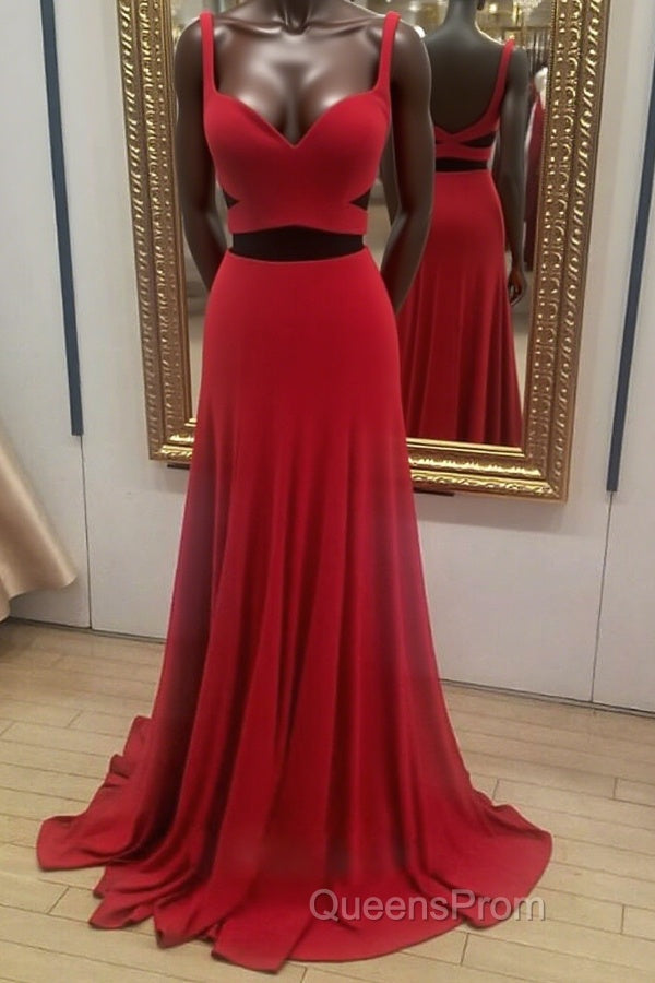 Two Pieces Red Long Evening Prom Dress, 2 Pieces Red Long Formal Evening Dress Main image