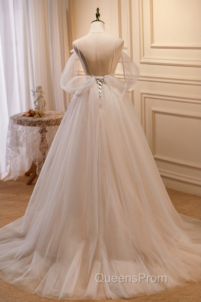 Unique And Noble Ivory Sleeveless Off Shoulder Ball Dress Ivory Sheer Thin Shoulder Strap With Backless Strap Evening Prom Dress Secondary image