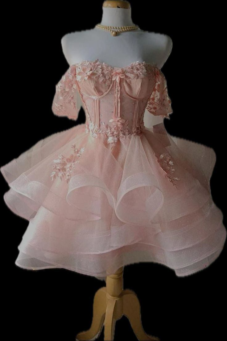 Unique Ball Gown Off The Shoulder Blush Pink Lace Classy Homecoming Dress 8Th Grad Dance Graduation Dress Short Hoco Dress