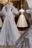 Unique Ball Gown Off The Shoulder Long Tulle White Wedding Dress Brides Dress