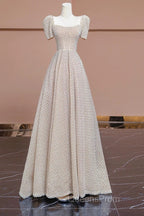 Unique Ball Gown Strapless Short Sleeves Long Wedding Dress