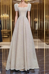 Unique Ball Gown Strapless Short Sleeves Long Wedding Dress