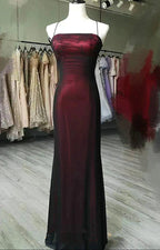 Unique Black And Red Scoop Straps Long Party Dress, Black And Red Classy Evening Dress