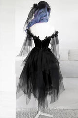 Unique Black Off The Shoulder Layered Tulle Homecoming Dress,Beautiful Evening Prom Dress