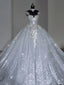 Unique Bridal Dress Ball Gown Scoop White Sequin Long Wedding Dresses Luxury Bride Dress Bridal Gowns