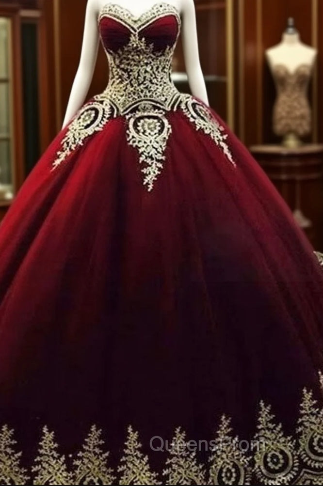 Unique Burgundy Lace Long Evening Prom Gown, Bugrundy Evening Dress Main image