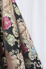 Unique Floral Floor Length Evening Prom Dress, A-Line Black Evening Dress