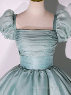 Unique green tulle long Evening Prom gown, green tulle sweet 16 Dress