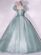 Unique green tulle long Evening Prom gown, green tulle sweet 16 Dress