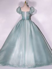 Unique green tulle long Evening Prom gown, green tulle sweet 16 Dress