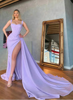 Unique Lilac Satin Mermaid Sexy Classy Prom Dress Online Classy Evening Classy Gown