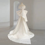 Unique Mermaid Off The Shoulder Long White Satin Wedding Dress