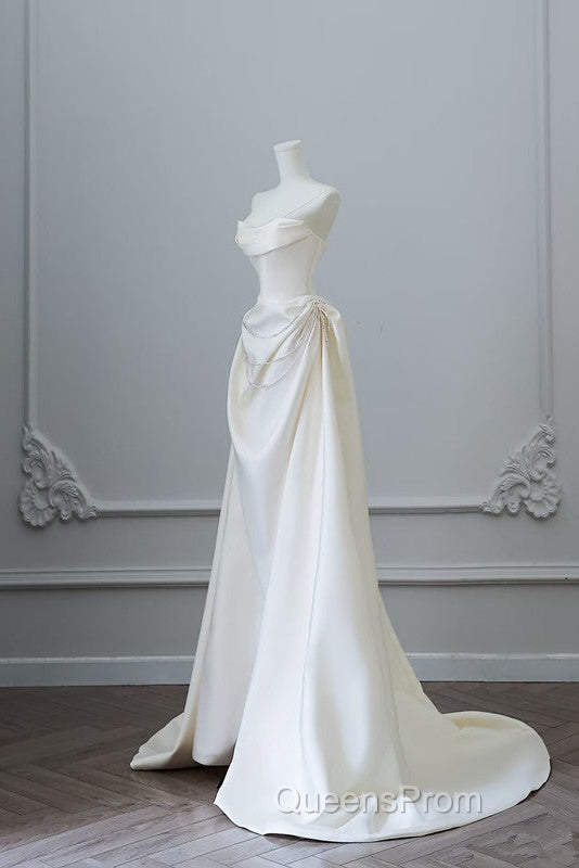 Unique Mermaid Strapless Long Wedding Dress With Short Sleeves Brides Dress Secondary image