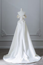 Unique Mermaid Strapless Long Wedding Dress With Short Sleeves Brides Dress