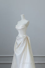Unique Mermaid Strapless Long Wedding Dress With Short Sleeves Brides Dress