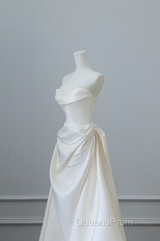 Unique Mermaid Strapless Long Wedding Dress With Short Sleeves Brides Dress