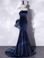 Unique Mermaid Velvet Long Classy Prom Dress, Velvet Classy Prom Dress
