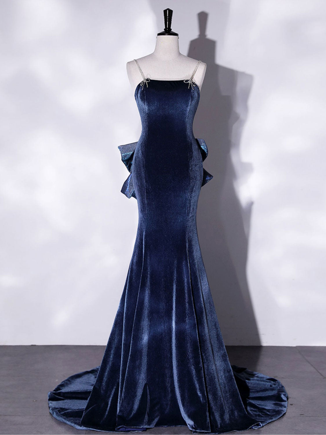 Unique Mermaid Velvet Long Classy Prom Dress, Velvet Classy Prom Dress Main image