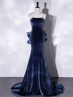 Unique Mermaid Velvet Long Classy Prom Dress, Velvet Classy Prom Dress