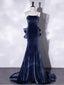 Unique Mermaid Velvet Long Classy Prom Dress, Velvet Classy Prom Dress