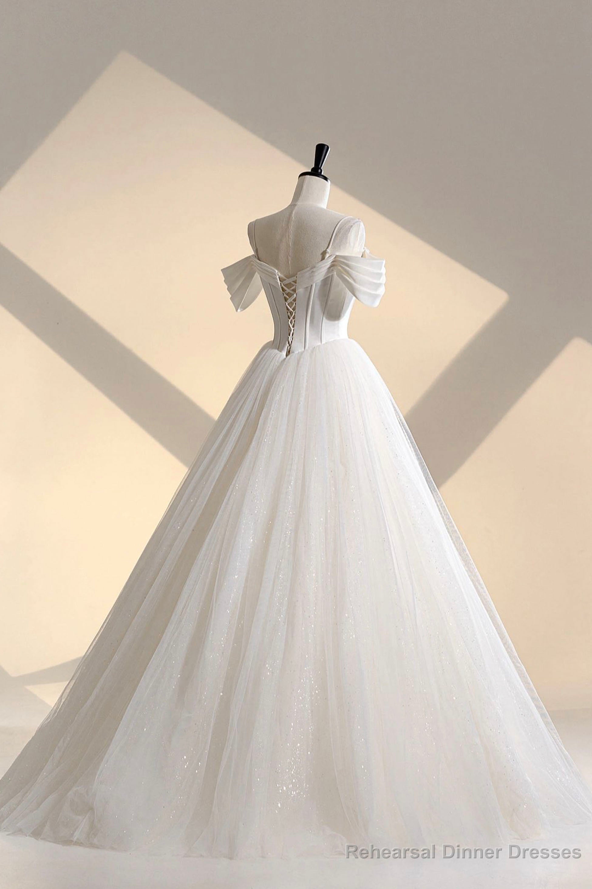 Unique Off the Shoulder Sparkly Tulle Wedding Dress Secondary image