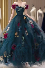 Unique Off The Shoulder Tulle Appliques Long Evening Dress Formal Evening Prom Dress