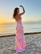 Unique Pink Ruffles Long Classy Prom Dress Classy Evening Dress