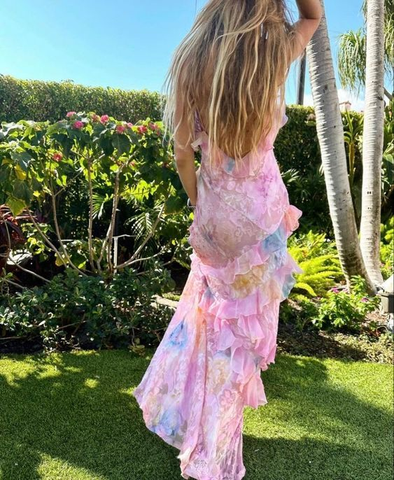 Unique Pink Ruffles Long Classy Prom Dress Classy Evening Dress