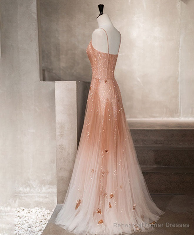 Unique Pink Tulle Long Prom Dress, Tulle Pink Evening Dress Secondary image