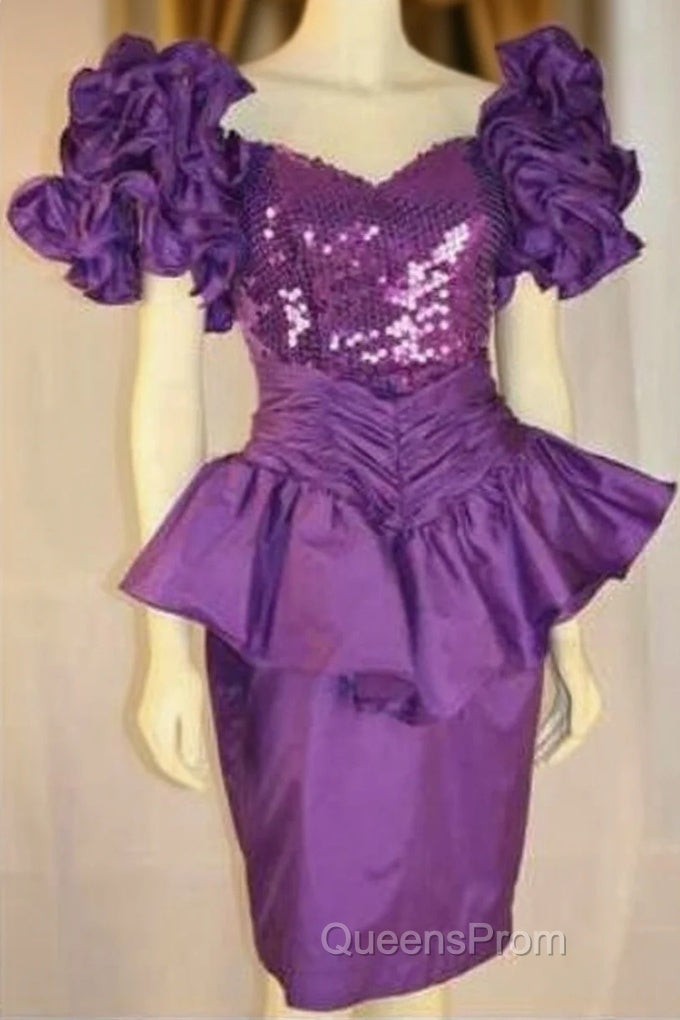 Unique Purple Short Evening Prom Dress, Formal Evening Dress Main image