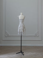 Unique Sheath Spaghetti Straps Silver Wedding Dress Brides Dress