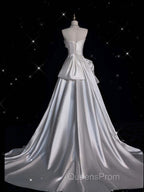Unique Sheath Strapless Sequin Short White Wedding Dress Brides Dress