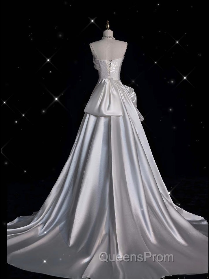 Unique Sheath Strapless Sequin Short White Wedding Dress Brides Dress