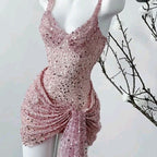 Unique Sheath Straps Sequin Lilac Classy Tight Homecoming Dress 8Th Grad Dance Graduation Dress Short Hoco Dress
