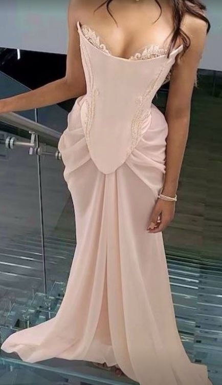 Unique Strapless A Line Pink Classy Prom Dress Secondary image