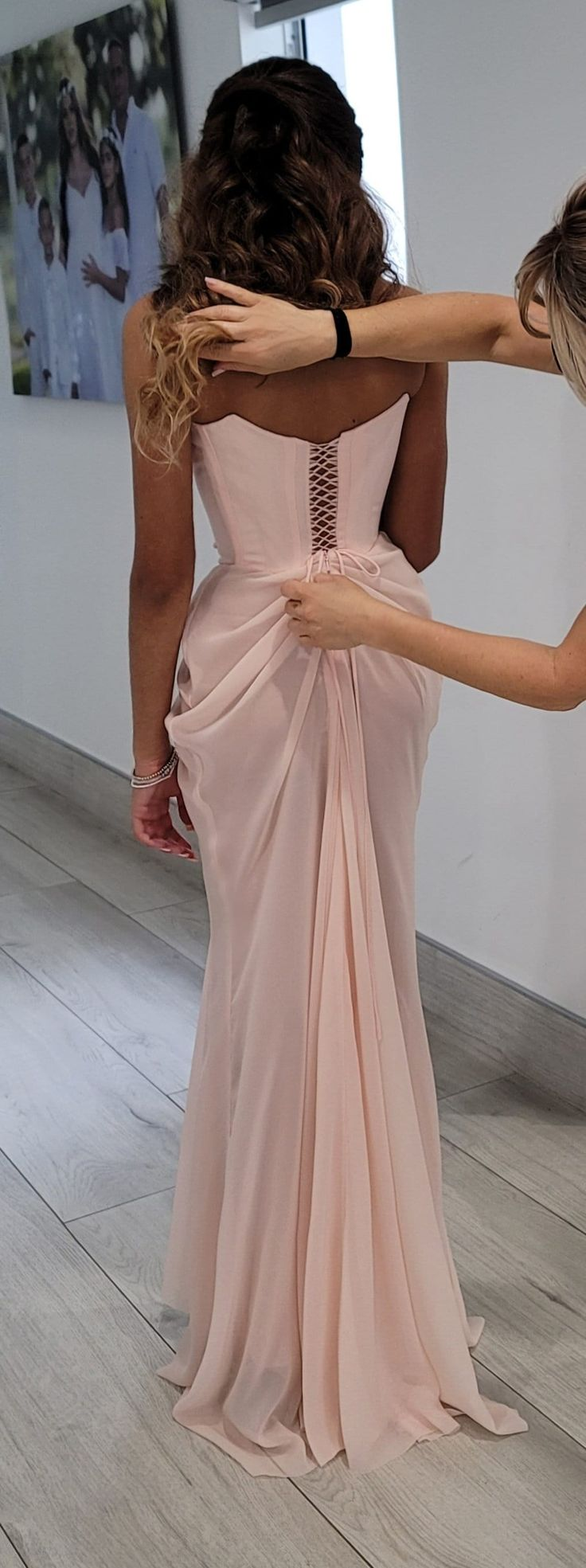 Unique Strapless A Line Pink Classy Prom Dress