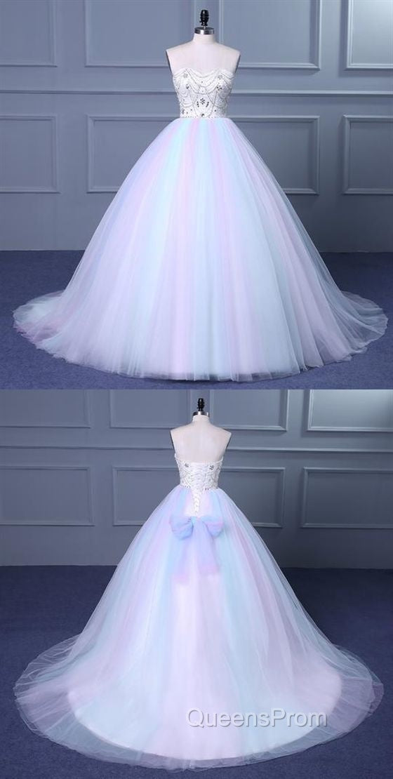 Unique Strapless Sweetheart A Line Wedding Dress Beaded Bridal Evening Prom Gown