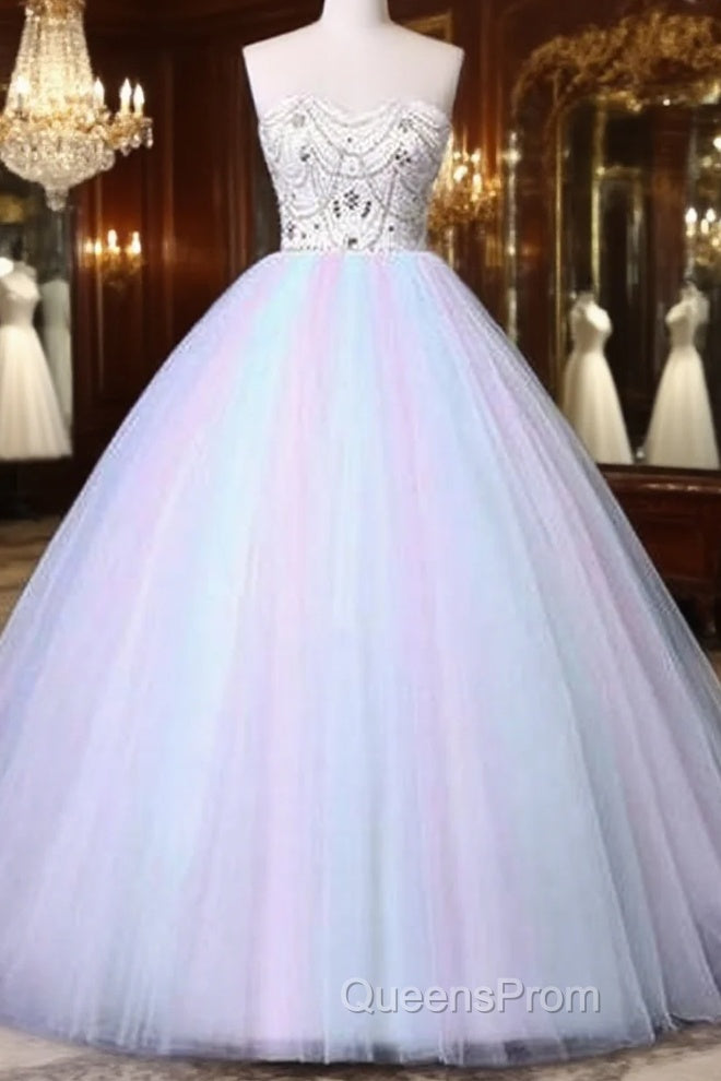 Unique Strapless Sweetheart A Line Wedding Dress Beaded Bridal Evening Prom Gown Main image