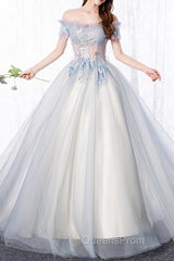 Unique Sweetheart Long Off Shoulder Party Dress, Lace Evening Prom Dress