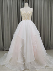 Unique Sweetheart Neck Tulle Long Prom Dresses, Tulle Graduation With Beading Sequin