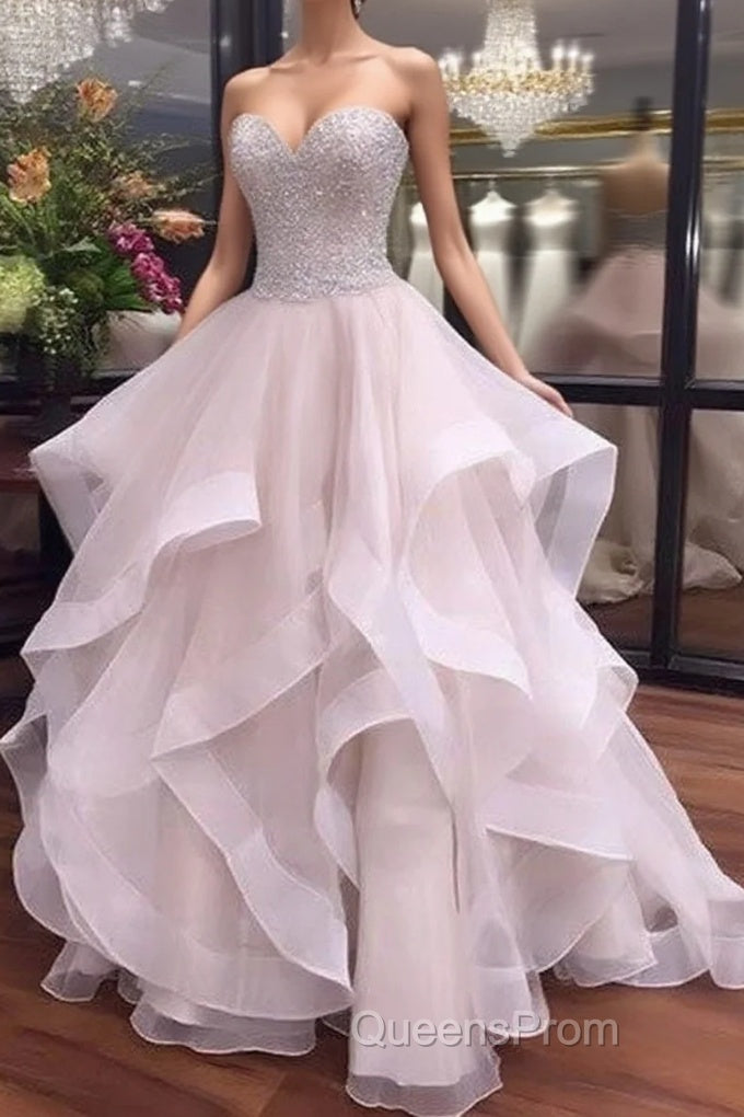 Unique Sweetheart Sequin Flouncing Long Evening Prom Dress, Sequin Evening Dress Main image