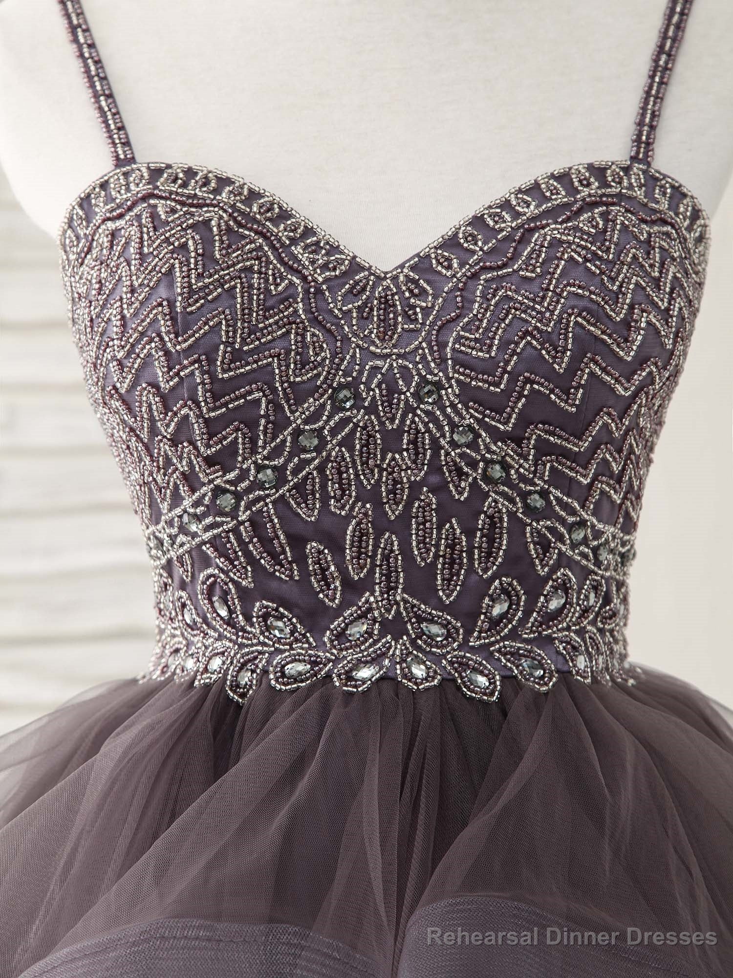 Unique Sweetheart Tulle Beads Short Prom Dress Cute Homecoming Dress