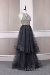 Unique tulle beads long Evening Prom Dress tulle long evening Dress