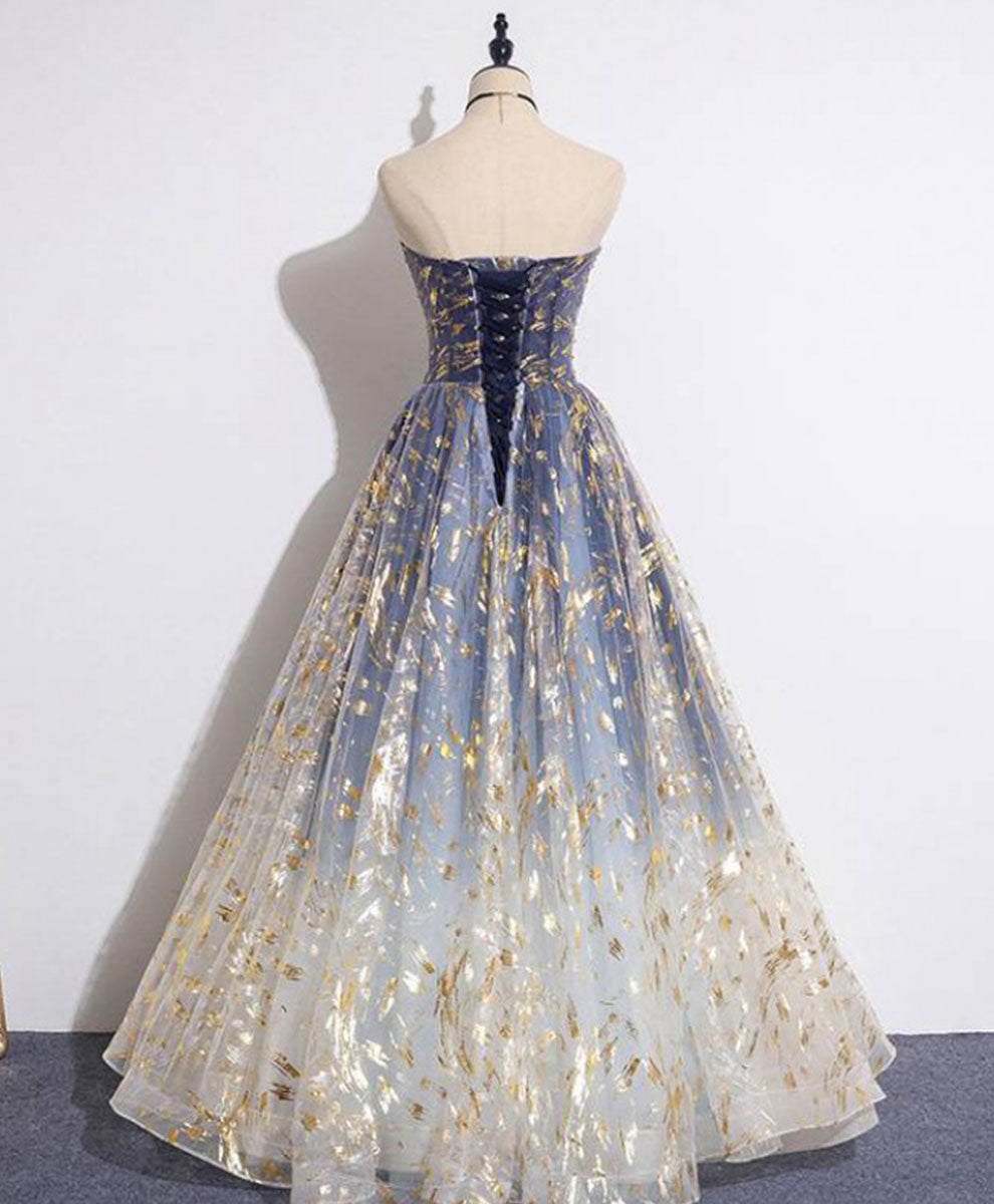 A-Line Tulle Lace Long Classy Prom Dress, Tulle Lace Classy Graduation Party Dress