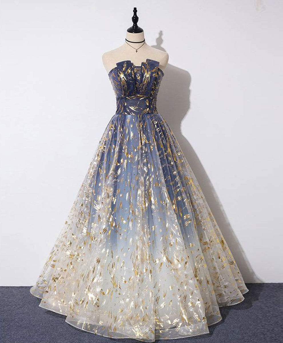 A-Line Tulle Lace Long Classy Prom Dress, Tulle Lace Classy Graduation Party Dress Main image