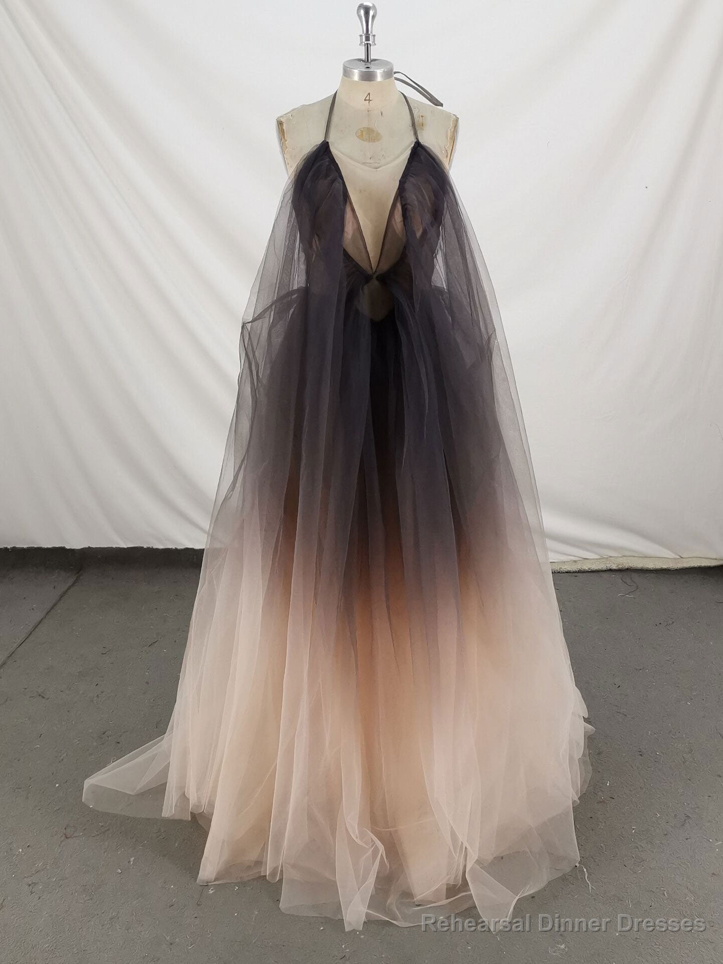 Unique V Neck Tulle Long Prom Dress Tulle Formal Dress Main image