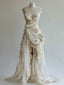 Unique Wedding Dress Lace Appliques Ruched Bridal Gown