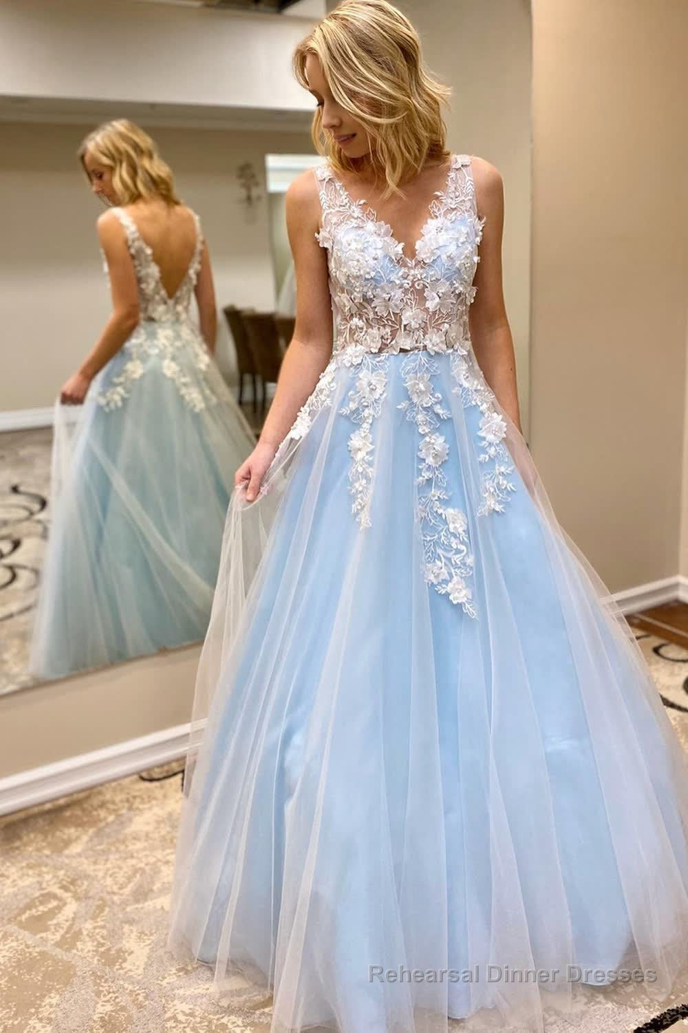 V-Neck A-Line Prom Dress with Appliques Main image